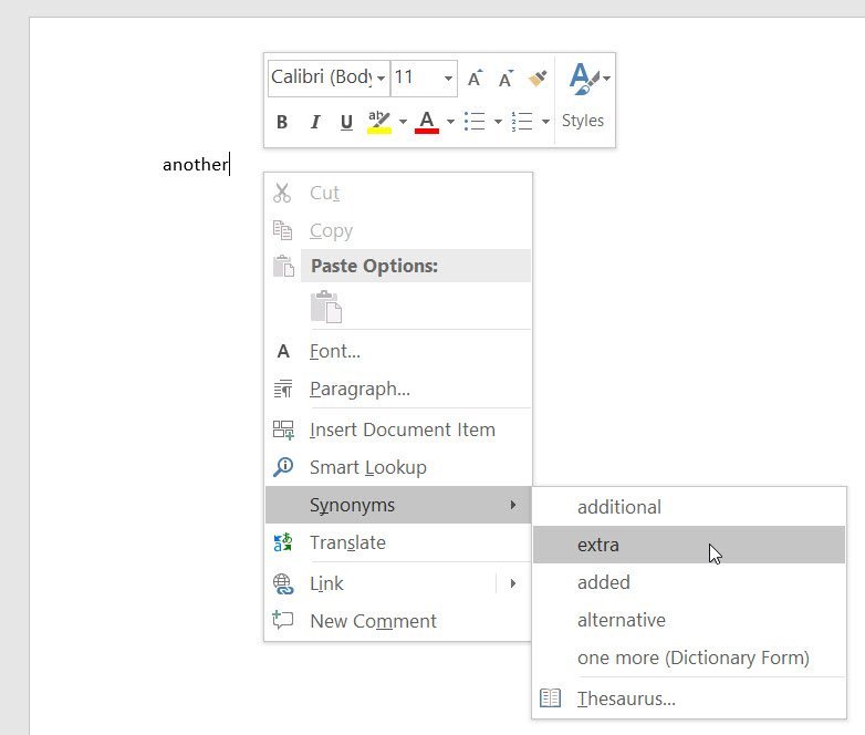 microsoft office synonyms