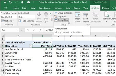 Group dates in Pivot Table 1