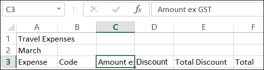 data in excel