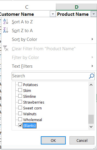 Excel Filter Blanks