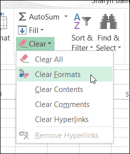 Excel Clear Formatting