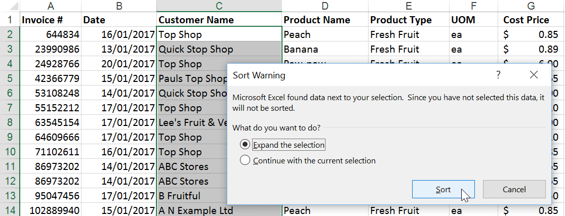 How to sort by date in Excel 4
