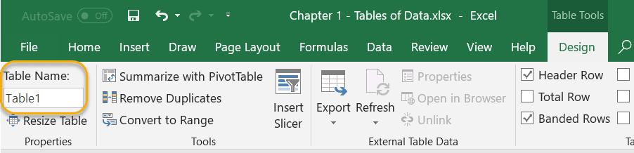 Excel Table Name 1