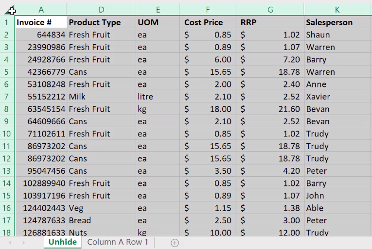 How to unhide columns in Excel 2 How to unhide columns in Excel 2