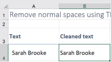 remove spaces in excel after text