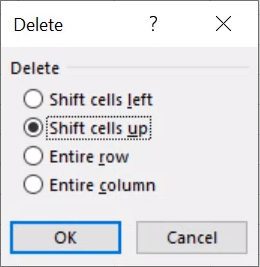 in excel remove blank rows
