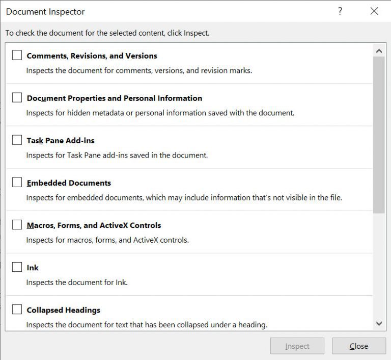How To Check And Remove Document Properties In Word Excel At Work