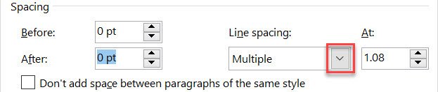 Change line spacing to single in Word