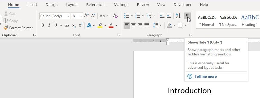 Remove extra page in Word