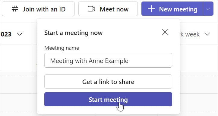Click "Start Meeting" to start a meeting now.