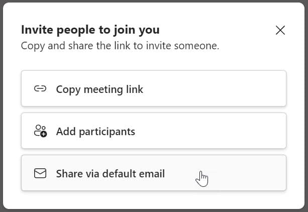 Share meeting link Invite people to join you dialog box